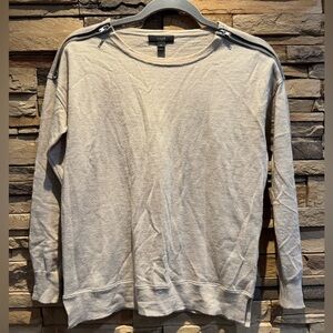 J. Crew Tan 100% Merino Wool Crewneck Shoulder Zip Long Sleeve Sweater Size XS